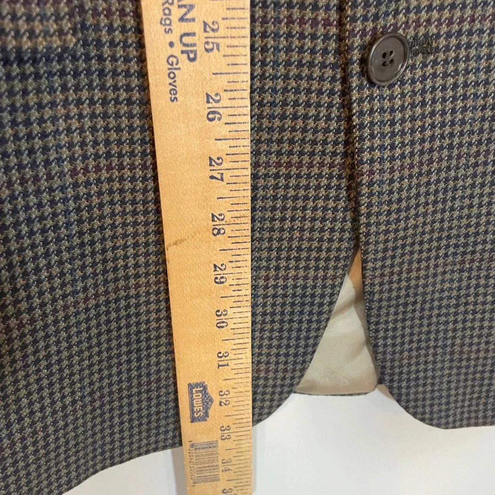 Racquet Club Mens Houndstooth Blazer Sport Coat‎ Wool Two Button 46R Colorful